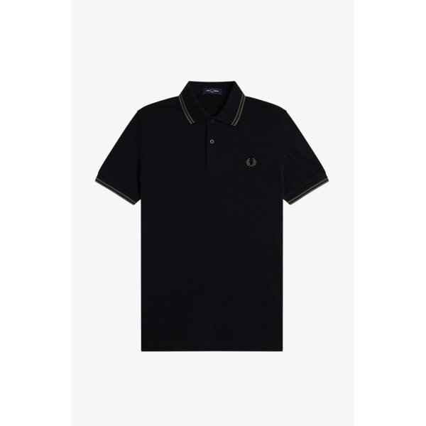 FRED PERRY Twin Tipped Polo Shirt black / field green