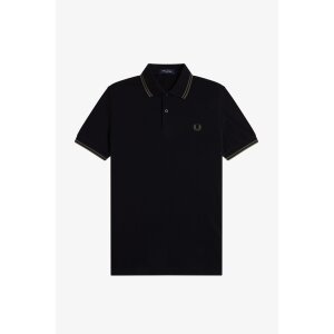 FRED PERRY Twin Tipped Polo Shirt black / field green
