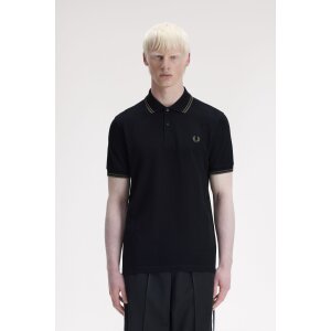 FRED PERRY Twin Tipped Polo Shirt black / field green