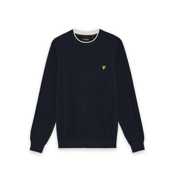 LYLE & SCOTT Tipped Piqué Strickpullover dark navy