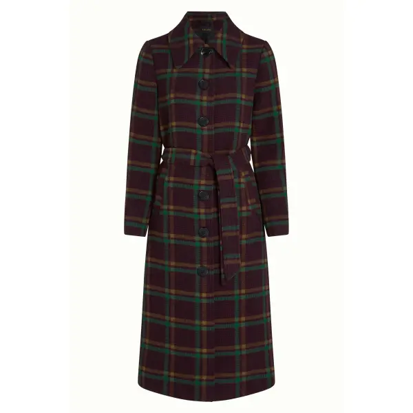 KING LOUIE Arabella Coat Vera Check Porto Red – Checked Wool-Blend Coat