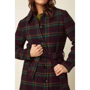 KING LOUIE Arabella Coat Vera Check Porto Red – Checked Wool-Blend Coat