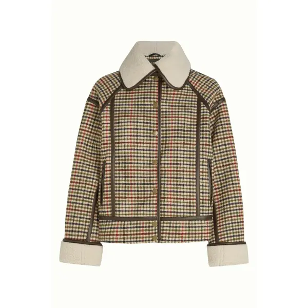 KING LOUIE Monia Coat Basso Check marzipan