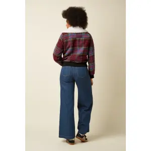 KING LOUIE Arizona Jacket Banda Check horizon blue – Checked Jacket with Large Collar