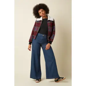 KING LOUIE Arizona Jacket Banda Check horizon blue – Checked Jacket with Large Collar