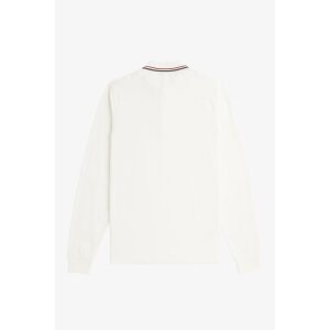FRED PERRY Langarm-Poloshirt mit Doppelstreifen snow white / burnt red / navy
