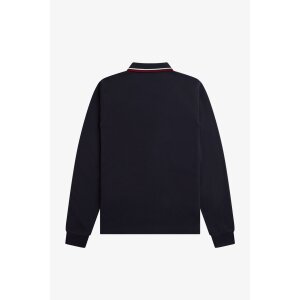 FRED PERRY Langarm-Poloshirt mit Doppelstreifen navy/ snow white/ burnt red