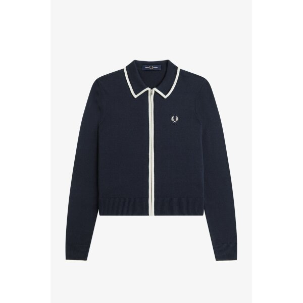FRED PERRY Zip-Through Knitted Shirt navy