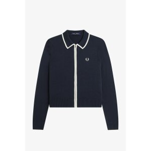 FRED PERRY Zip-Through Knitted Shirt navy