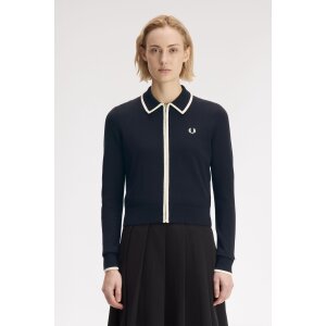 FRED PERRY Zip-Through Knitted Shirt navy