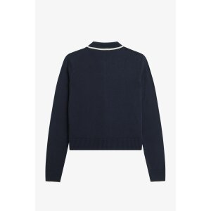 FRED PERRY Zip-Through Knitted Shirt navy