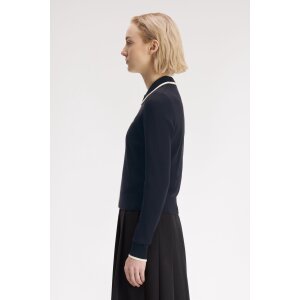 FRED PERRY Zip-Through Knitted Shirt navy