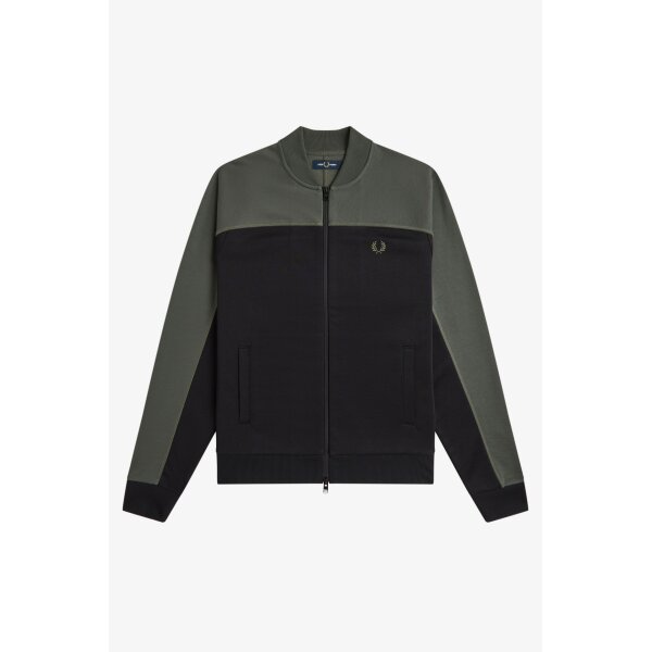 FRED PERRY Colour Block Track Jacket in Field Green