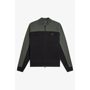 FRED PERRY Colour Block Track Jacket in Field Green