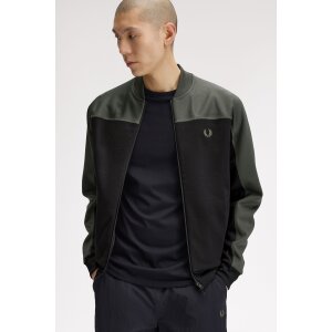 FRED PERRY Colour Block Track Jacket in Field Green