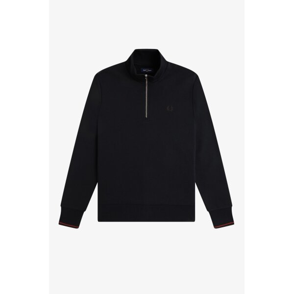 FRED PERRY Sweatshirt mit halblangem Reißverschluss navy/ brandy/ rich brown