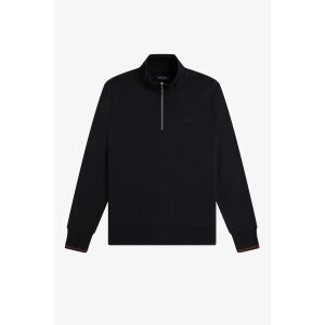 FRED PERRY Half Zip Sweatshirt navy brandy rich brown