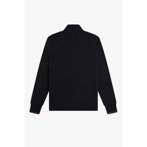 FRED PERRY Sweatshirt mit halblangem Reißverschluss navy/ brandy/ rich brown
