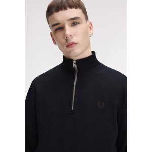 FRED PERRY Sweatshirt mit halblangem Reißverschluss navy/ brandy/ rich brown