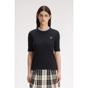 FRED PERRY Ribbed Twin Tipped T-Shirt black