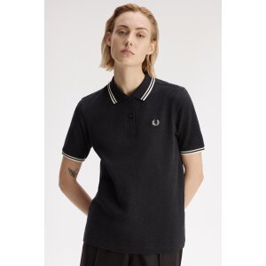 FRED PERRY Twin Tipped Girl Polo – Charcoal Marl / Ecru