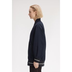 FRED PERRY Girl Longline Tipped Bomber Jacket – Navy