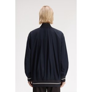 FRED PERRY Girl Longline Tipped Bomber Jacket – Navy