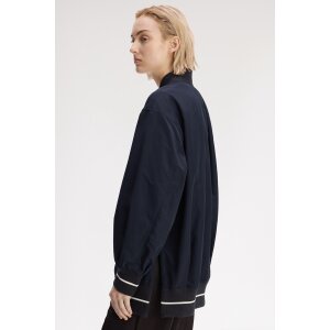 FRED PERRY Girl Longline Tipped Bomber Jacket – Navy