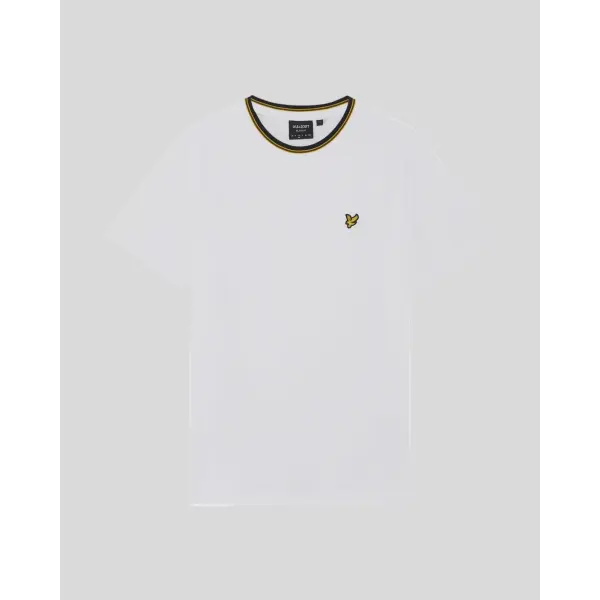LYLE & SCOTT T-Shirt mit kontrastfarbenen Streifen am Kragen white