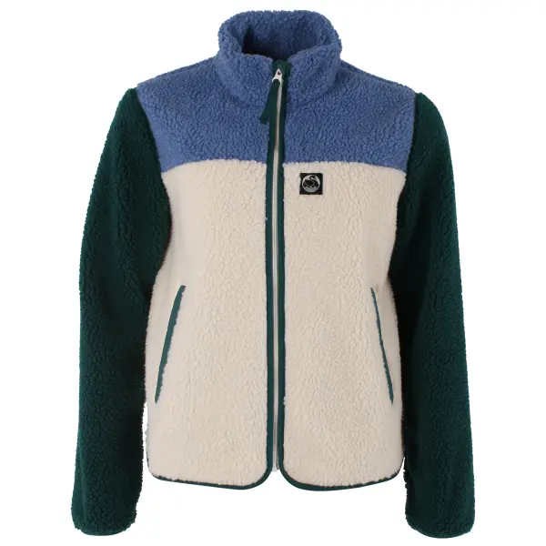 DANEFÆ Danebirk Fleece Zip-Up for Women – Canard / Porcelaine / Light Beige