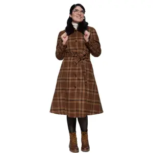 QUEEN KEROSIN Damen Mantel Vintage 50s Coat kariert brown