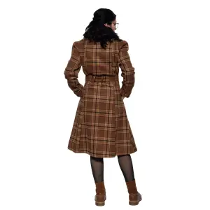 QUEEN KEROSIN Damen Mantel Vintage 50s Coat kariert brown