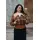 QUEEN KEROSIN Womens Cropped Flannel Jacket with Teddy Collar brown