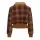 QUEEN KEROSIN Womens Cropped Flannel Jacket with Teddy Collar brown