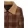 QUEEN KEROSIN Womens Cropped Flannel Jacket with Teddy Collar brown