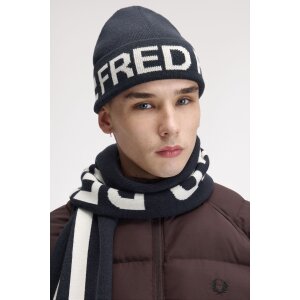 FRED PERRY Branded Beanie Hat – Navy