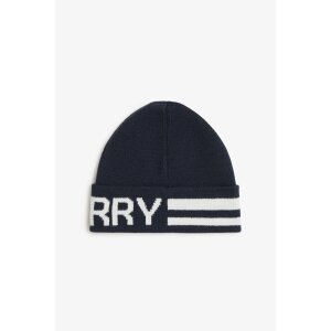 FRED PERRY Branded Beanie Hat – Navy