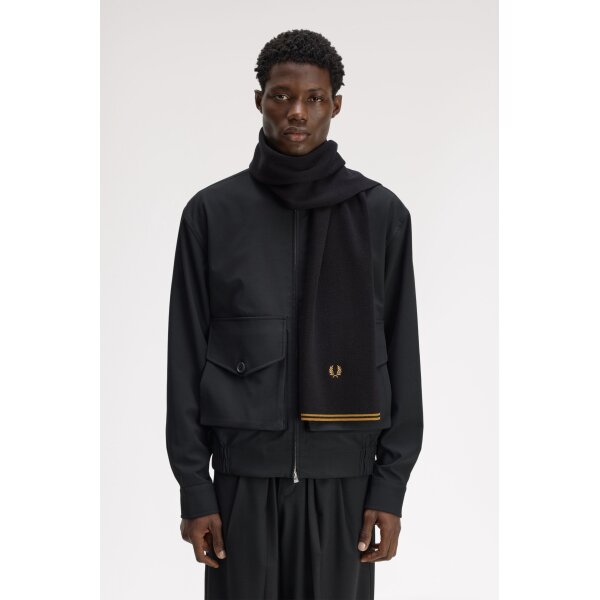 FRED PERRY Schal aus Merinowolle black/ dark caramel