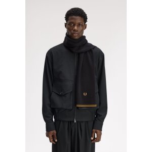 FRED PERRY Cotton & RWS Wool Scarf – Black /...