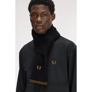 FRED PERRY Schal aus Merinowolle black/ dark caramel